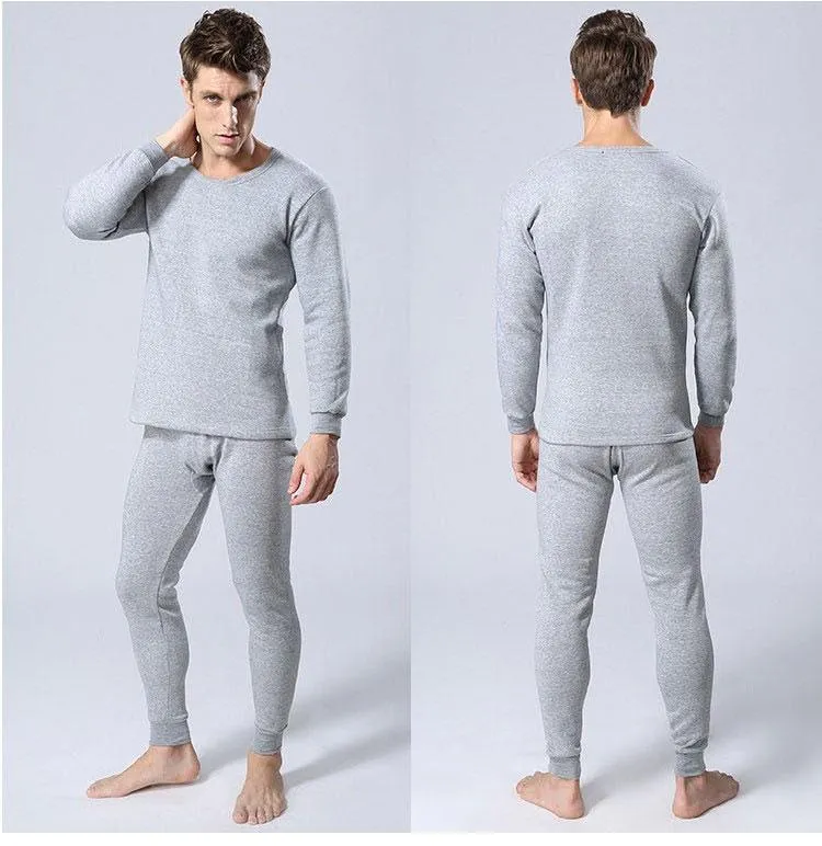 Men's Plus Size Thermal Pants Set Warm Sleepwear Pants