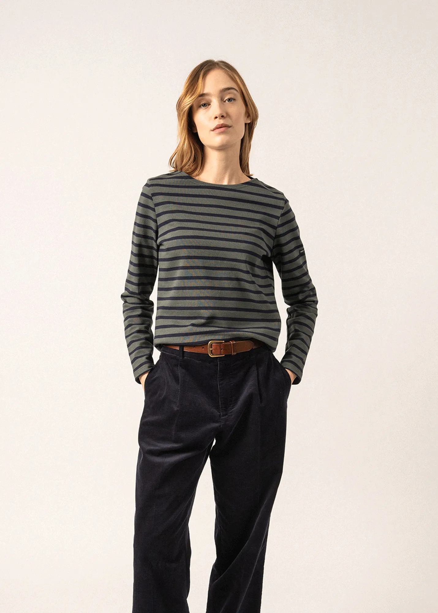 Meridame striped sailor shirt - regular fit, in thick cotton (VEGETAL/NAVY)