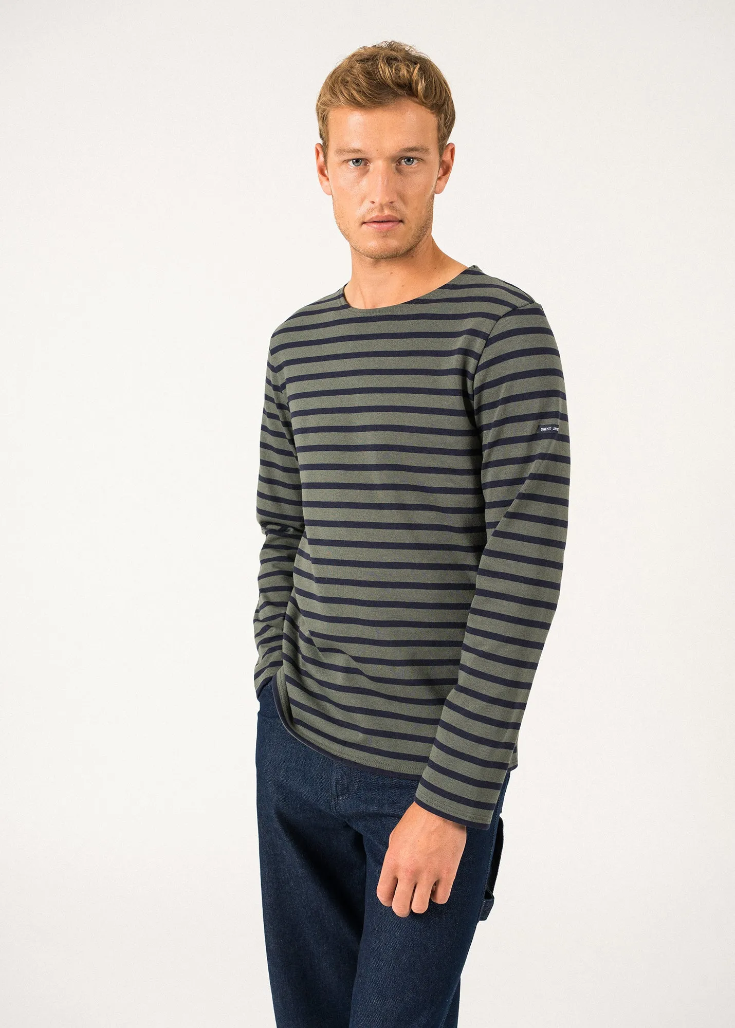 Meridien unisex striped sailor shirt - regular fit, in thick cotton (VEGETAL/NAVY)