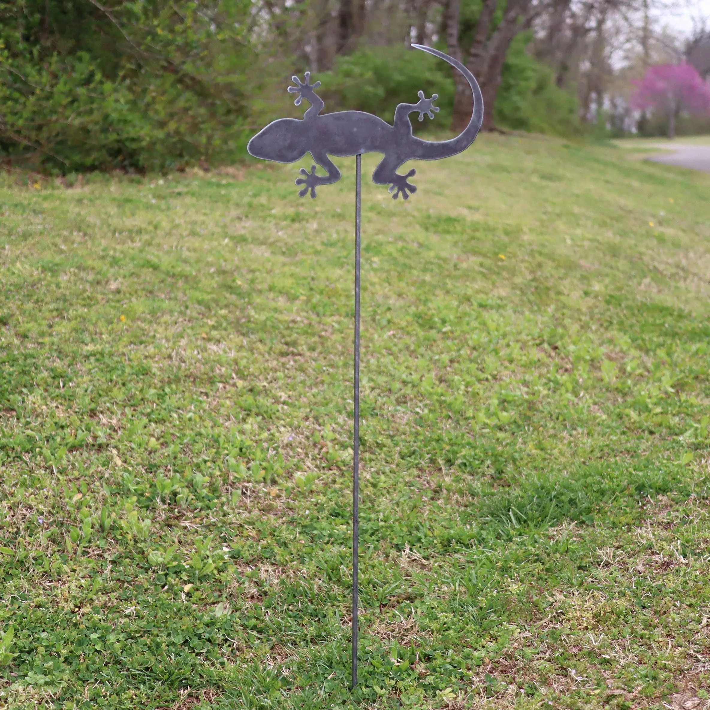 Metal Lizard Garden Stake - Steel Gardening Decor - Gecko Yard Art Marker - Free Shipping