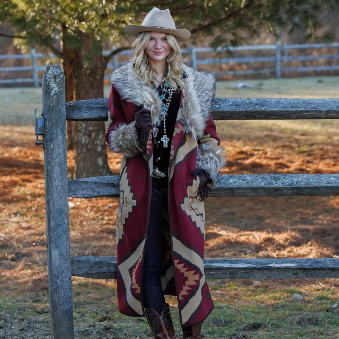 Molly Blanket Coat with Fur Collar by Tasha Polizzi