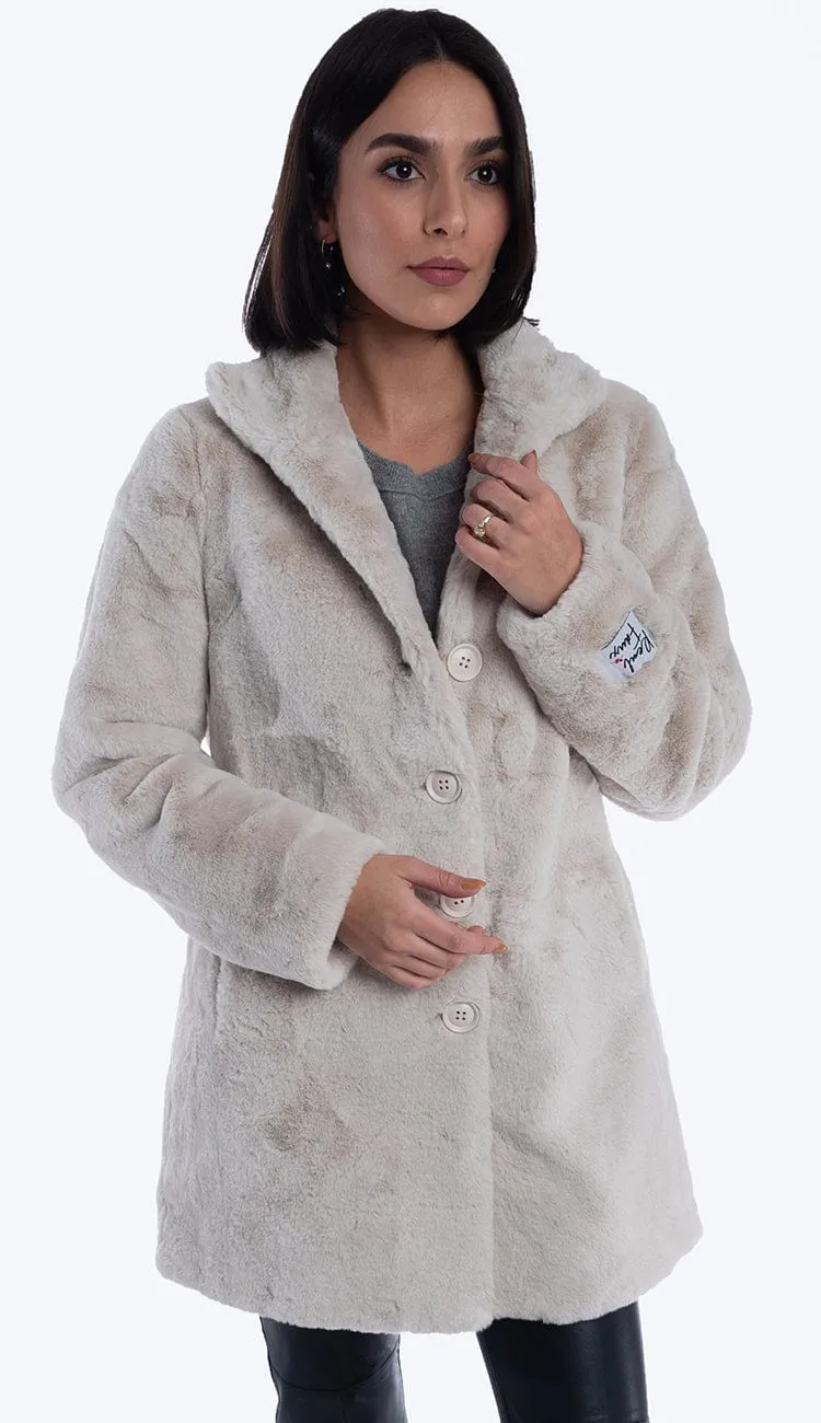 Nonna Faux Fur Coat - Sand