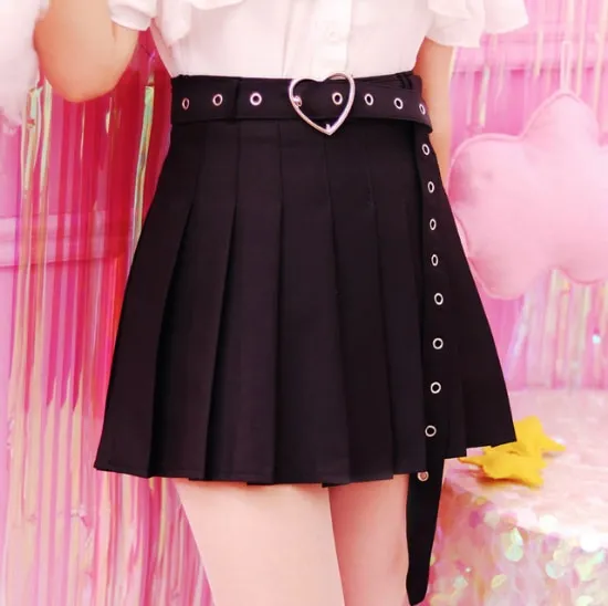 Pleated Belted Skirt