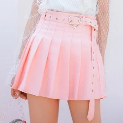 Pleated Belted Skirt