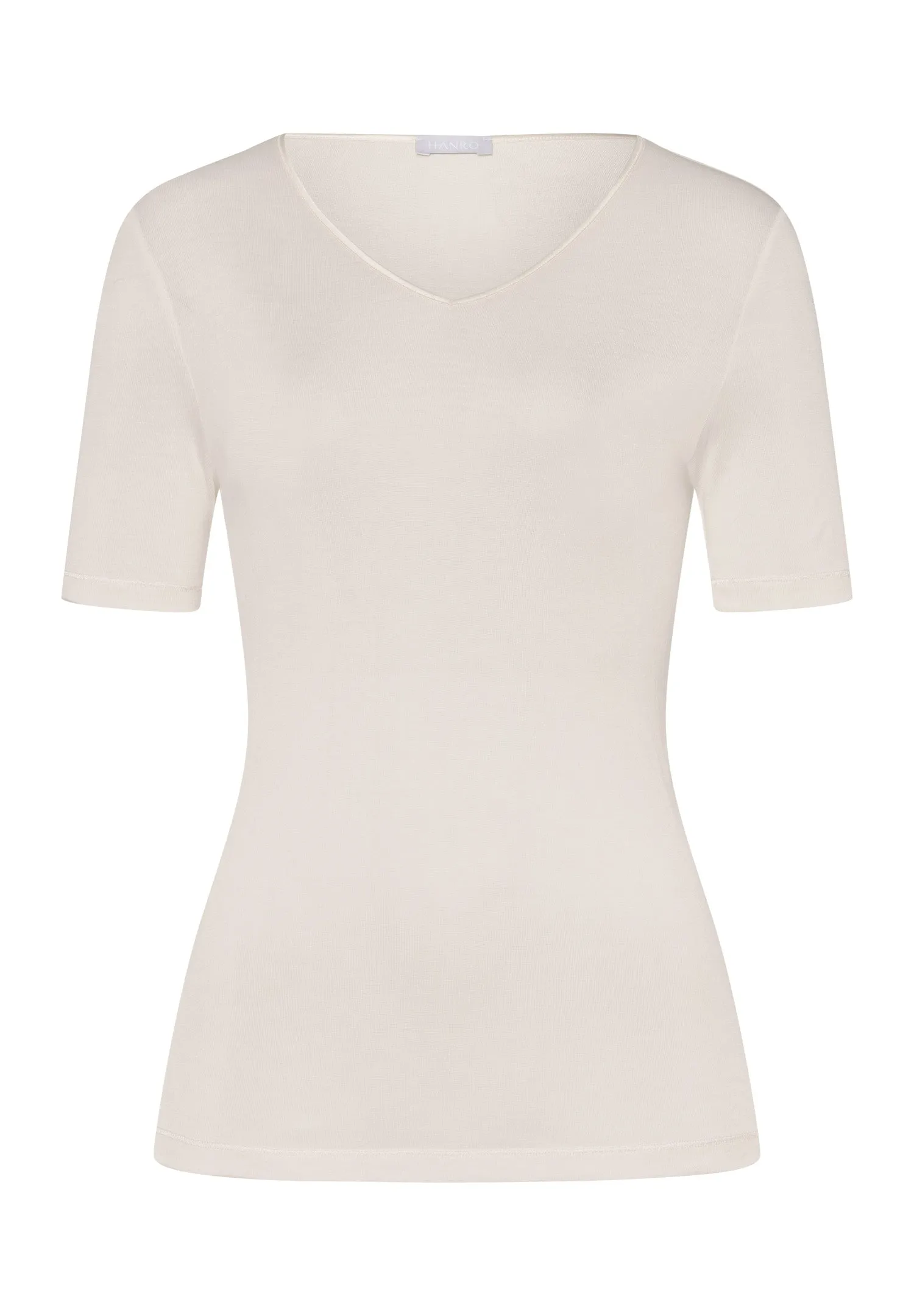 Pure Silk Fitted Silk V-Neck Top | Pale Cream 71718-116