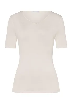 Pure Silk Fitted Silk V-Neck Top | Pale Cream 71718-116