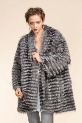 Real Silver Fox Fur Coat