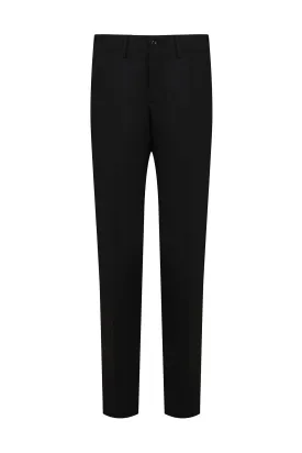 Regular Fit Low Waist Black Wool Dress Pants