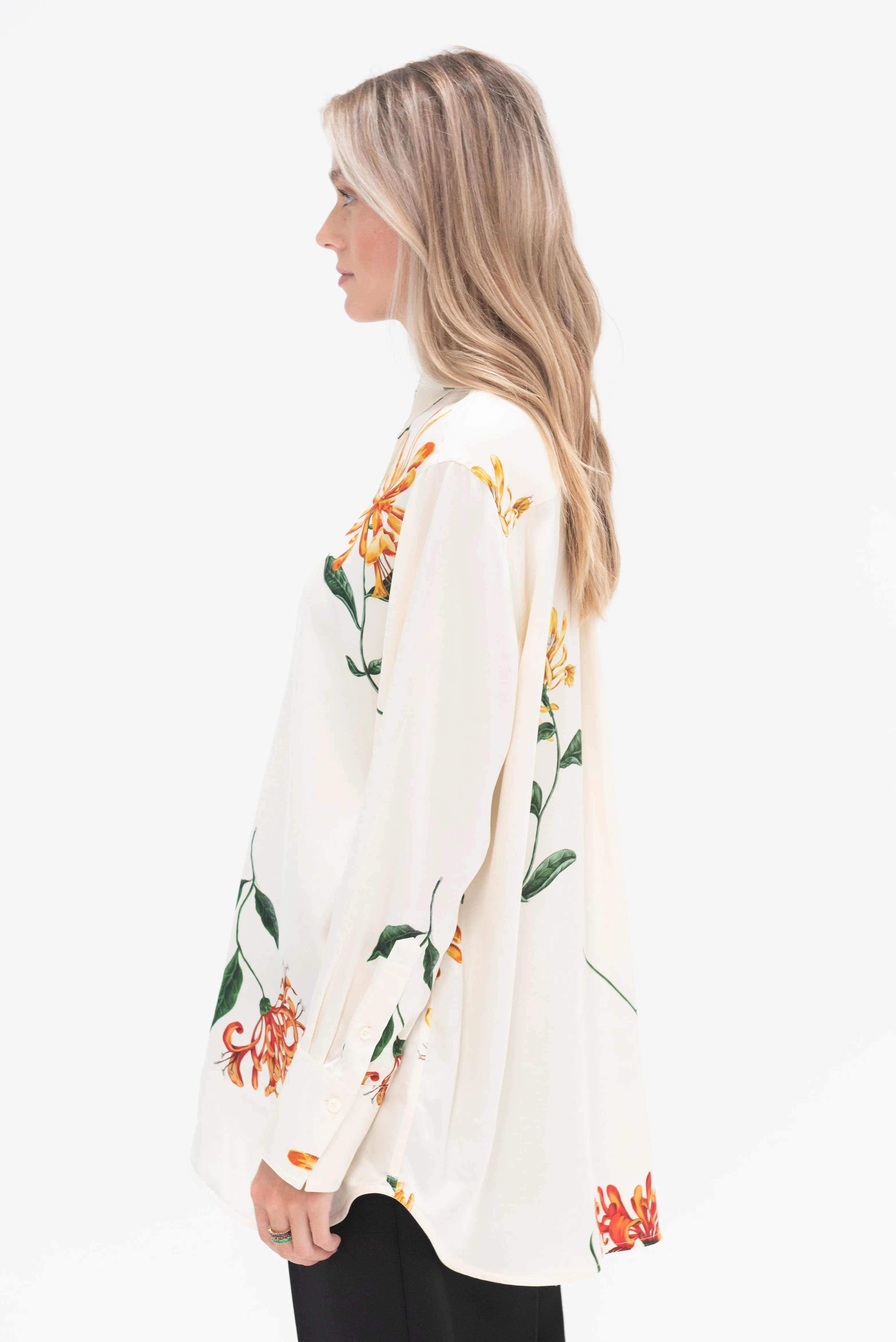 Relaxed Honeysuckle Shirt, Ecru & Orange