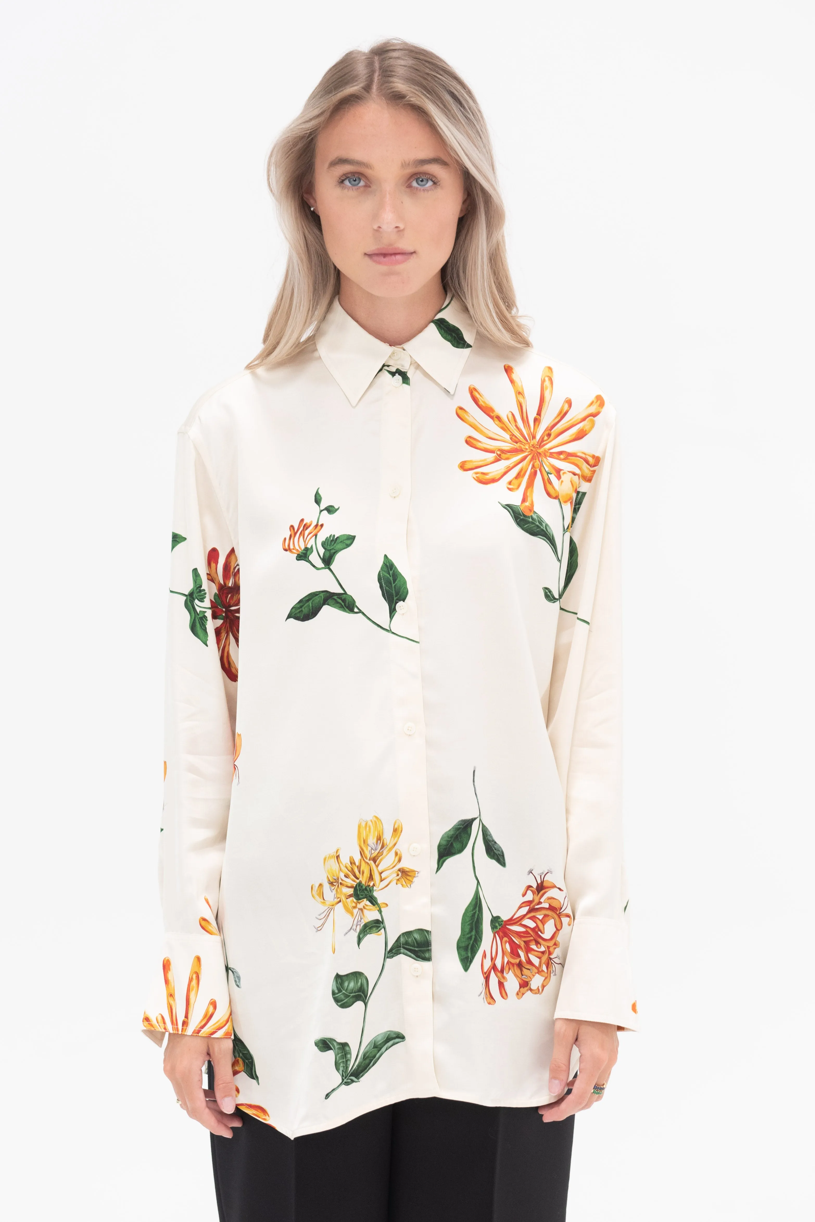 Relaxed Honeysuckle Shirt, Ecru & Orange