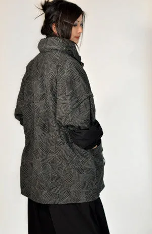 Reversible Anorak in Charcoal Print Canvas