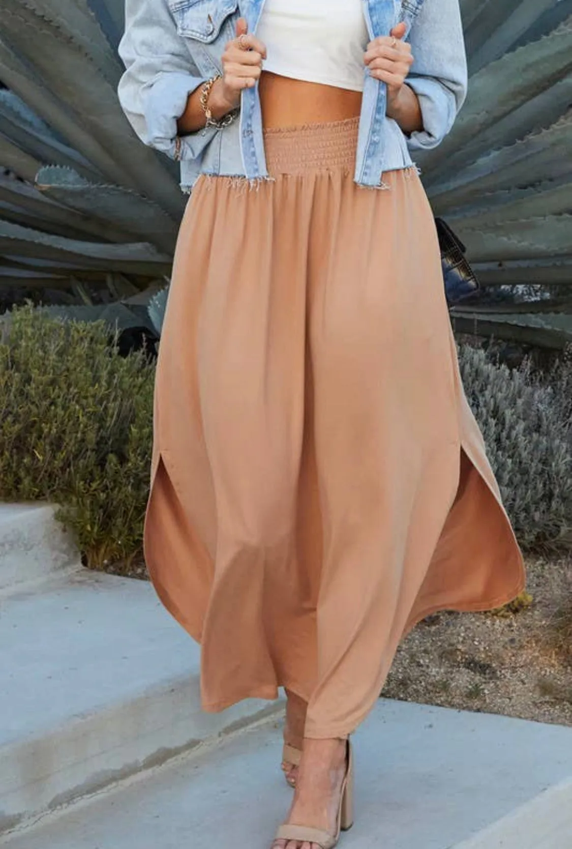 Smocking Waist Maxi Skirt (Additional Colors Available)