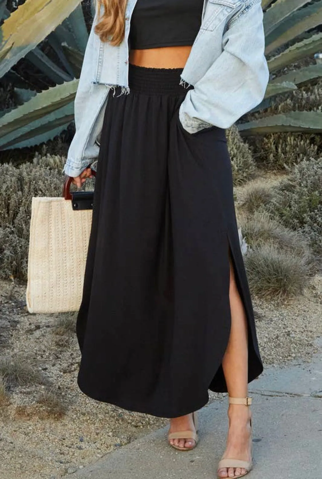 Smocking Waist Maxi Skirt (Additional Colors Available)