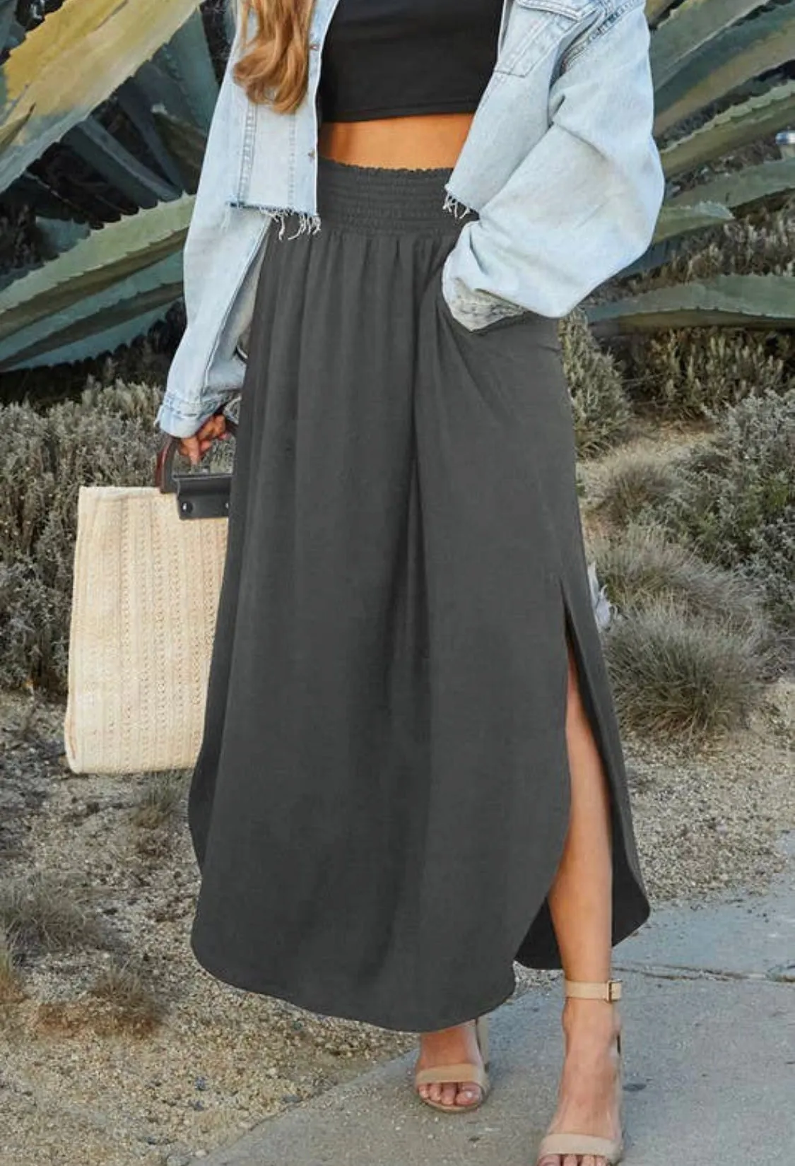 Smocking Waist Maxi Skirt (Additional Colors Available)