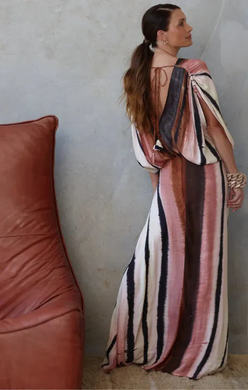 Sophia Rouche Shoulder Dress in Campania Stripe