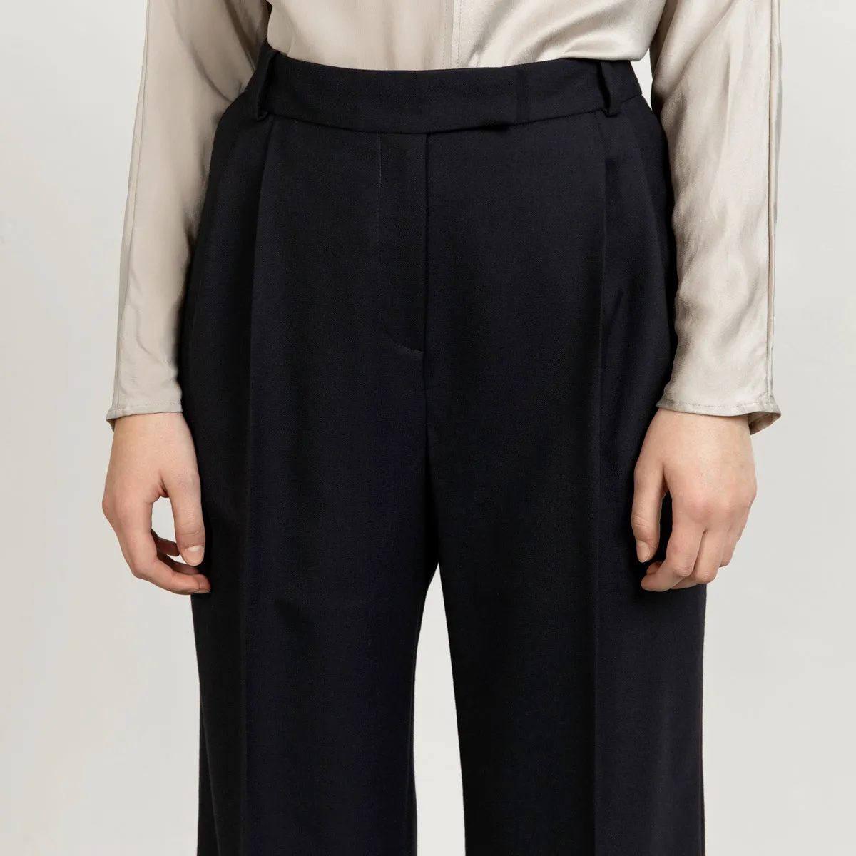 Swipe Wide Leg Long Wool Pants