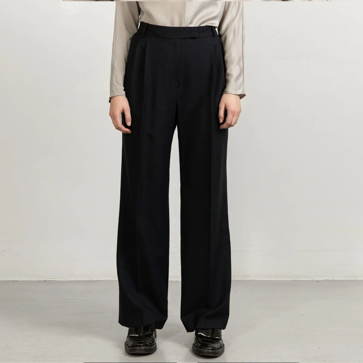 Swipe Wide Leg Long Wool Pants