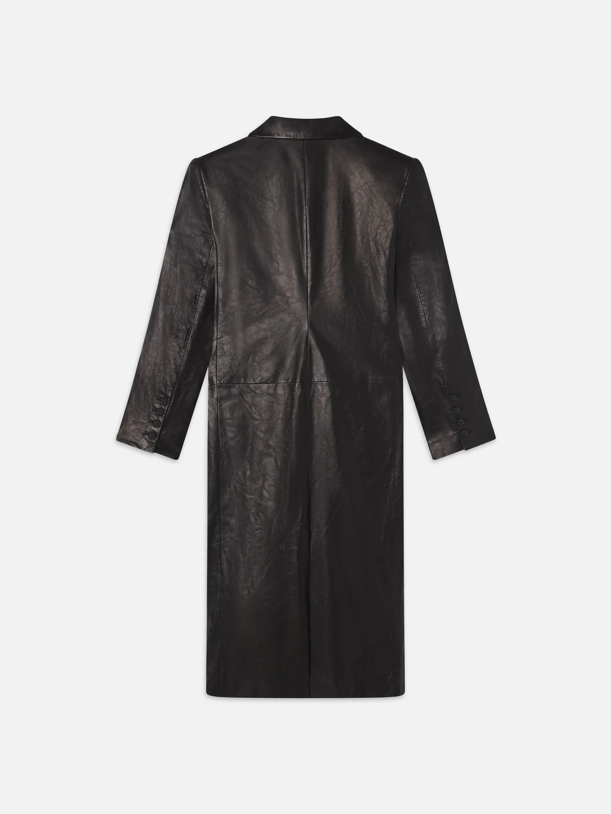 Tailored Leather Coat -- Black