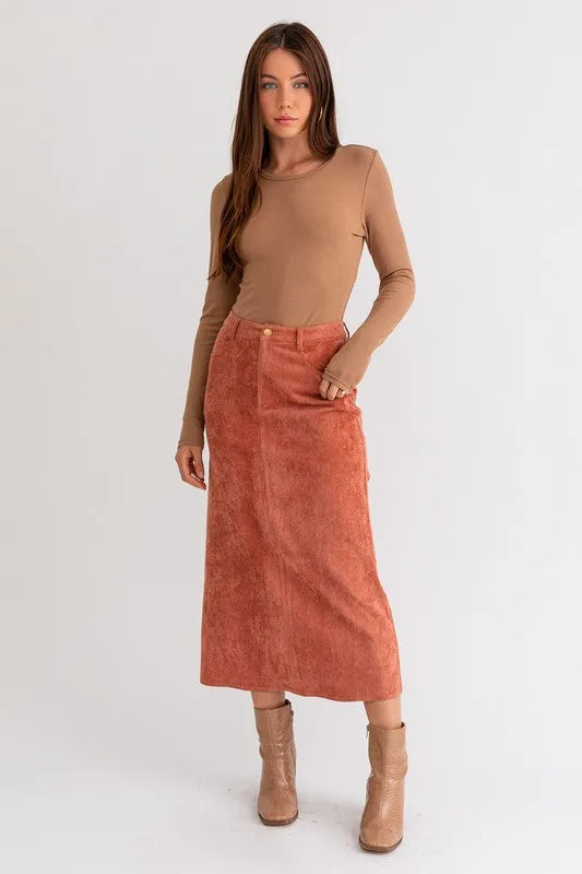 TEEK - Rust Cord Maxi Skirt