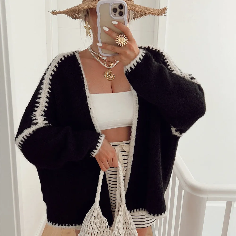 Thick Needle Knitted Sweater Coat Loose