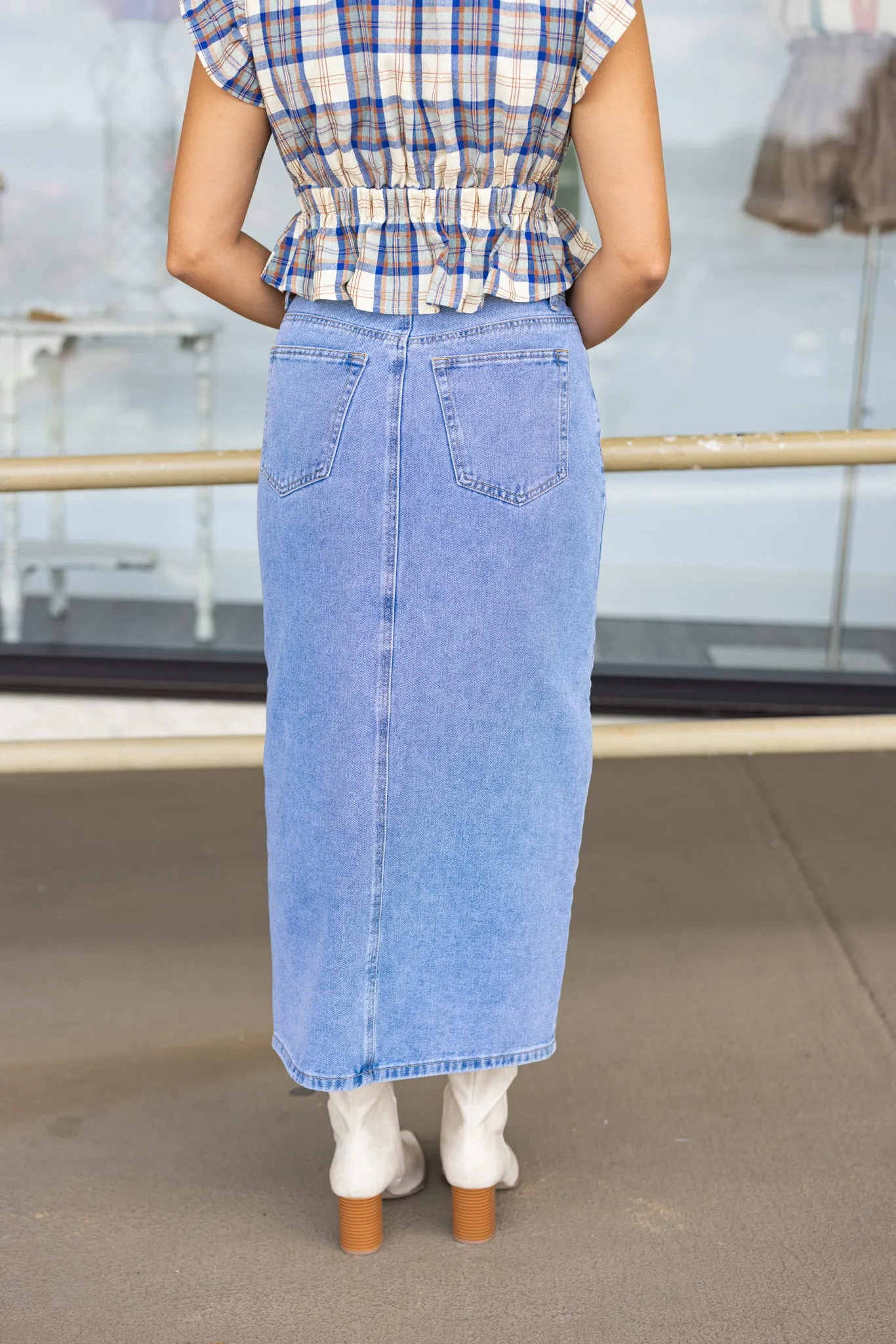 Timeless Perfection Denim Midi Skirt