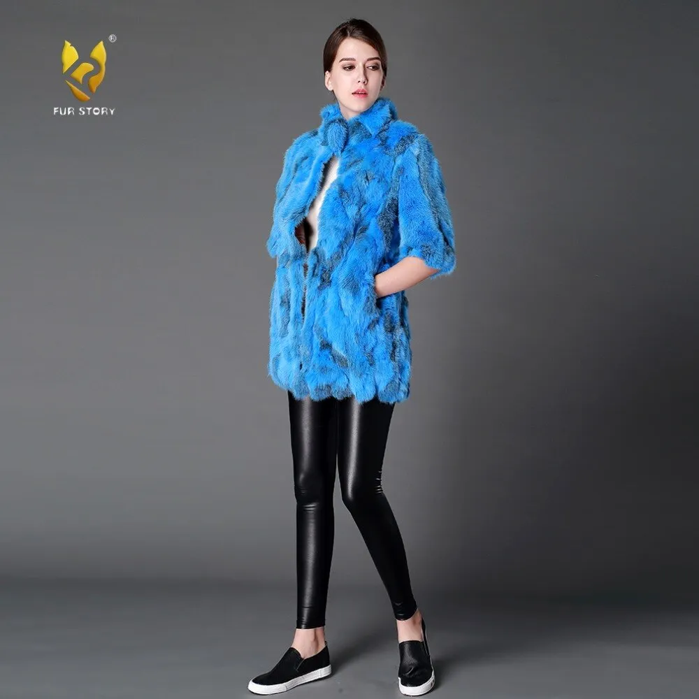 Women's Coats Colorful Real Fur Coat Female Rabbit Fur Winter Jacket 15185