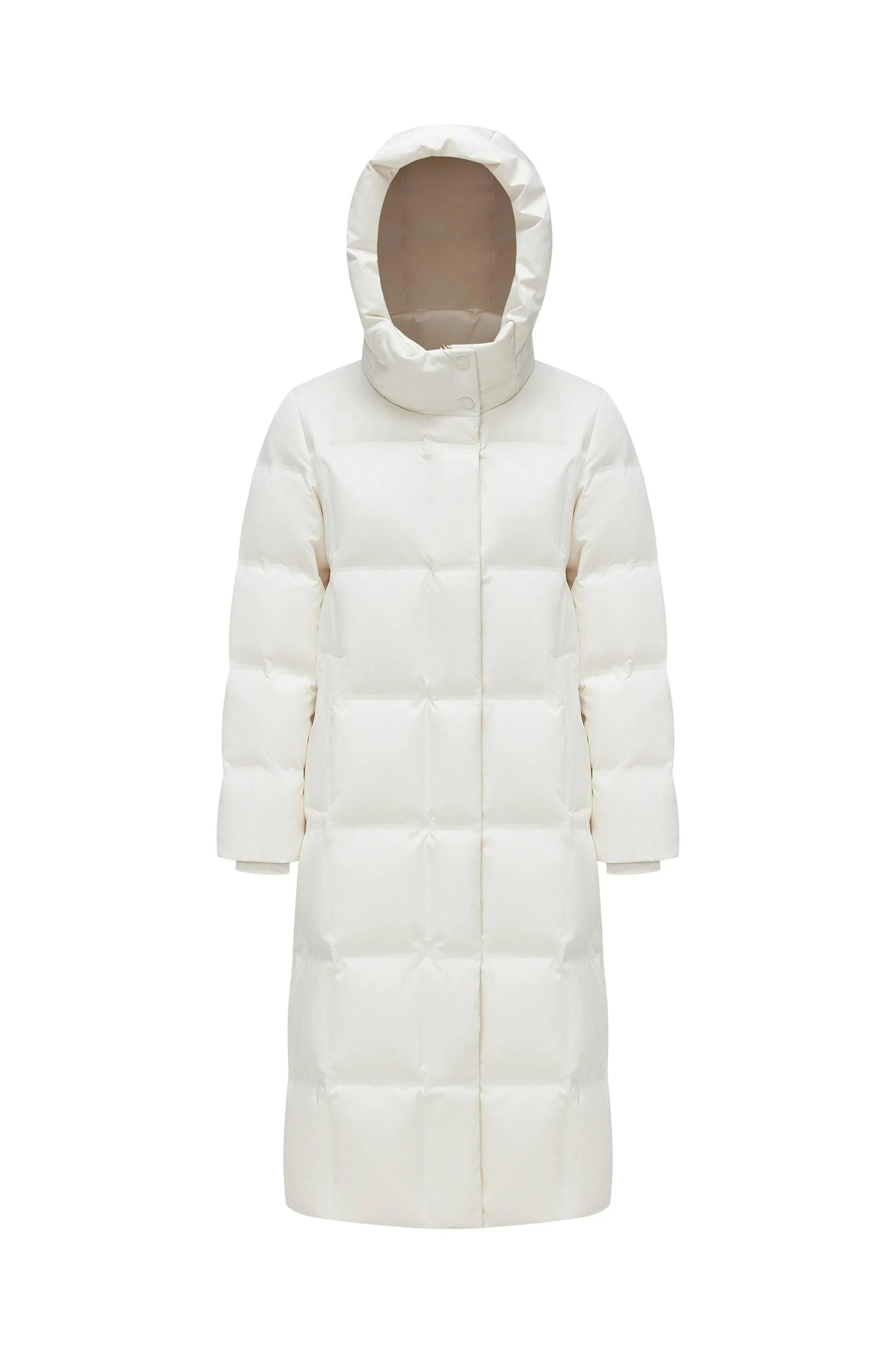 Women’s diamond quilt full-length goose down coat