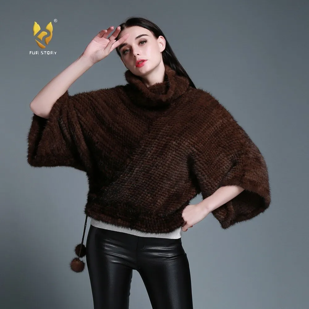 Women's Genuine Knitted Mink Fur Coat Women Pullover Coats Female 15198