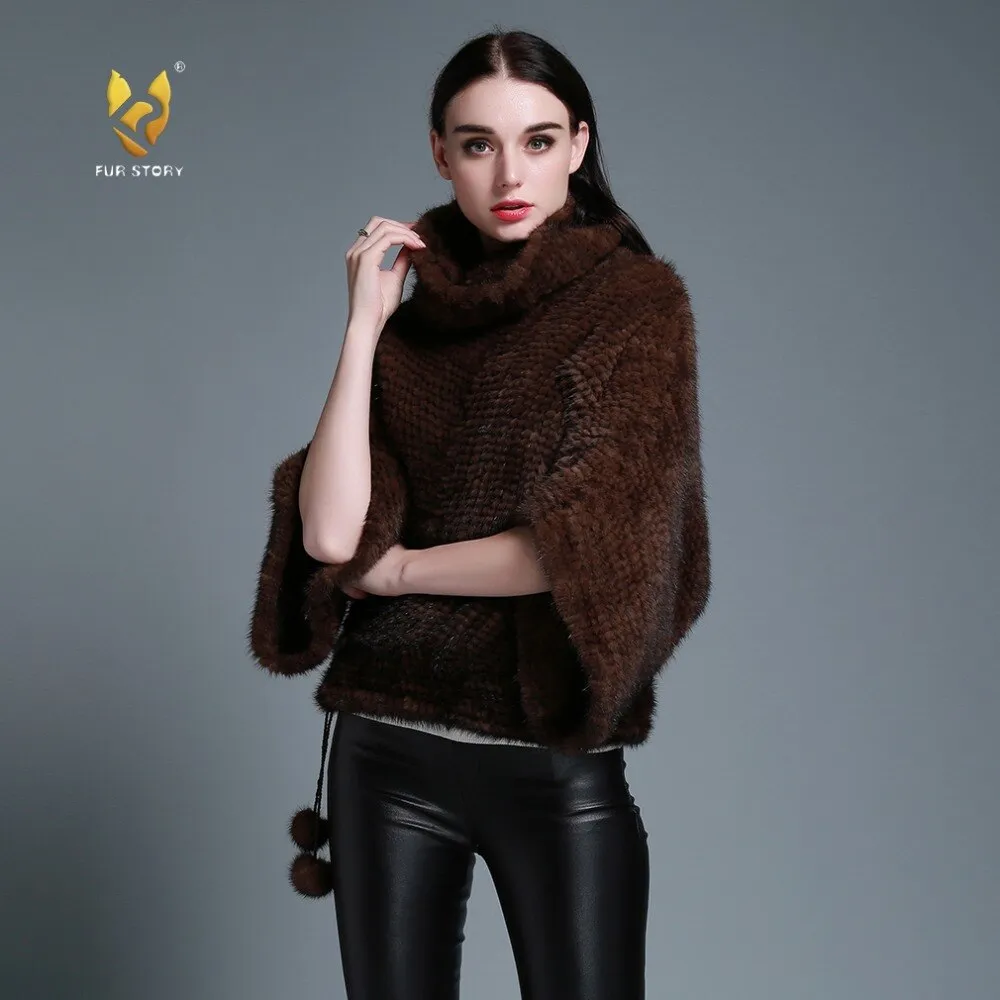 Women's Genuine Knitted Mink Fur Coat Women Pullover Coats Female 15198