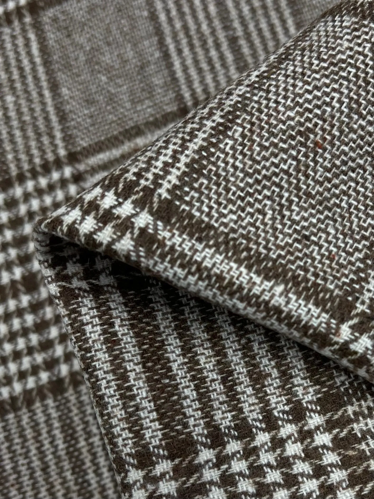 Wool Flannel - Brown and White Plaid - 150cm