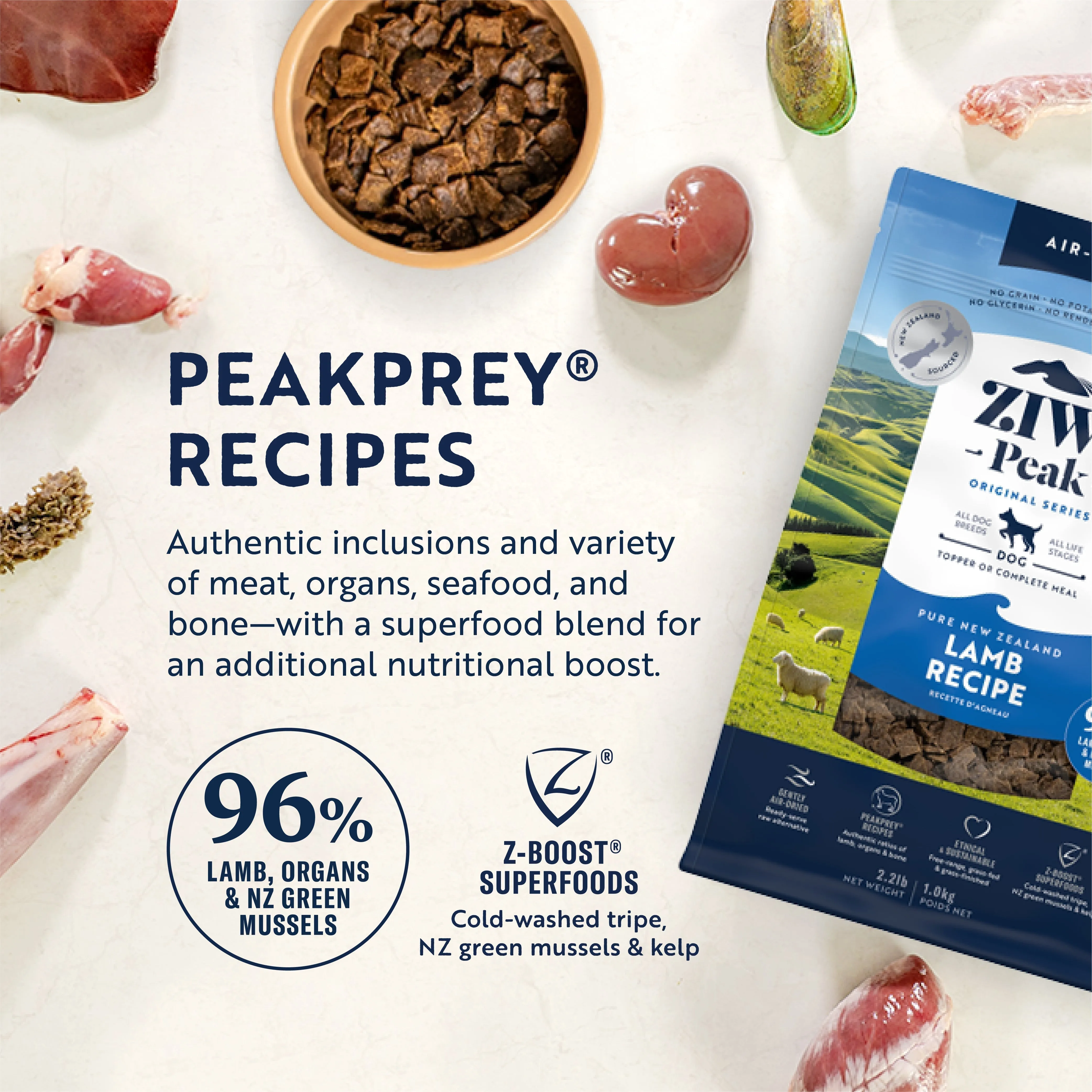 ZIWI Peak Air Dried Lamb Recipe Dog Food 1kg