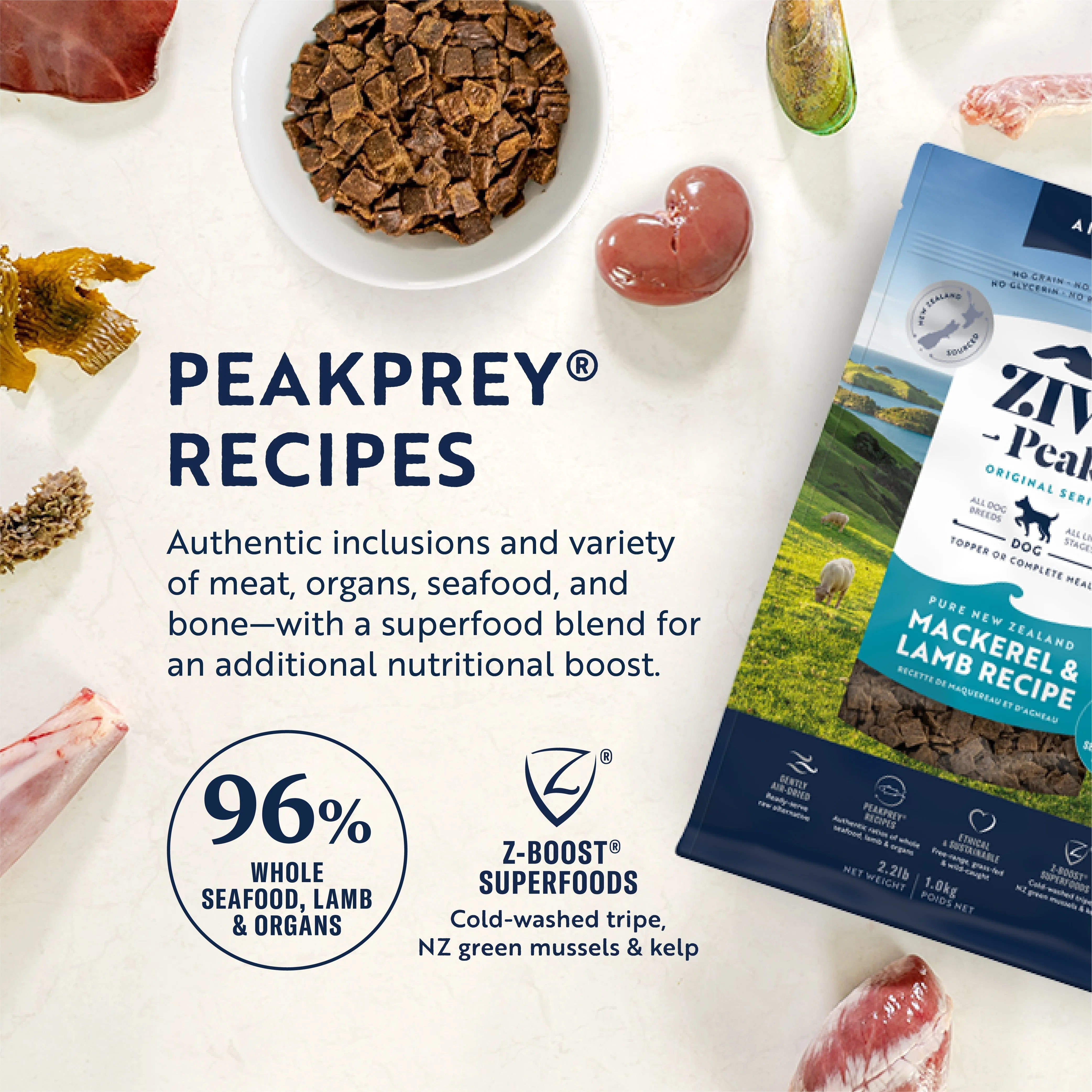 ZIWI Peak Air Dried Mackerel and Lamb Recipe Dog Food 2.5kg