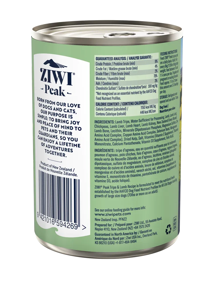 Ziwi Peak Dog Can Food Tripe & Lamb